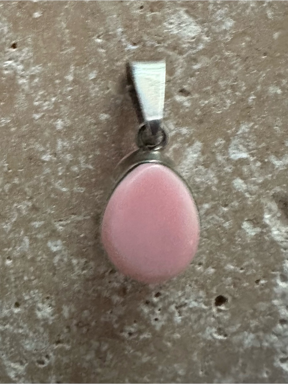 Sterling Silver Milky Pink Quartz Teardrop Pendant